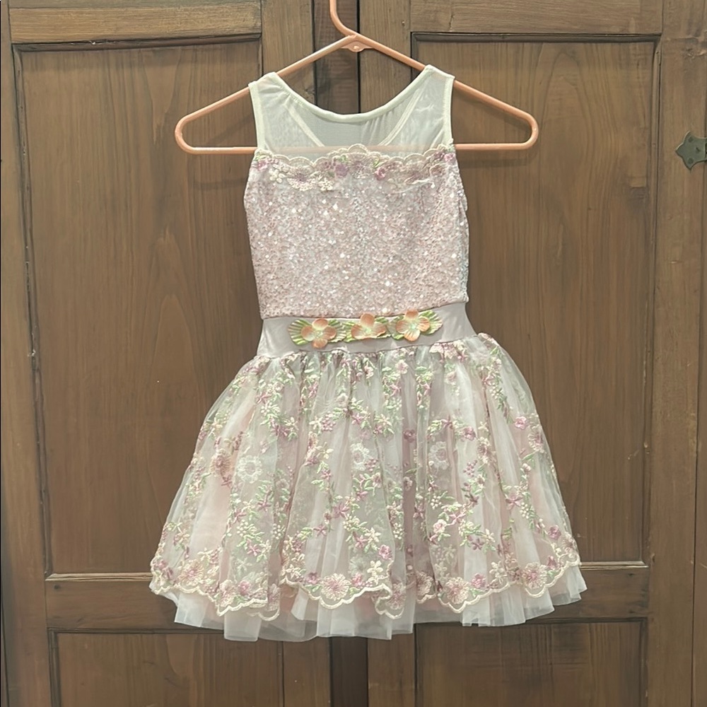 Pink Floral Sequin Dance leotard/costume